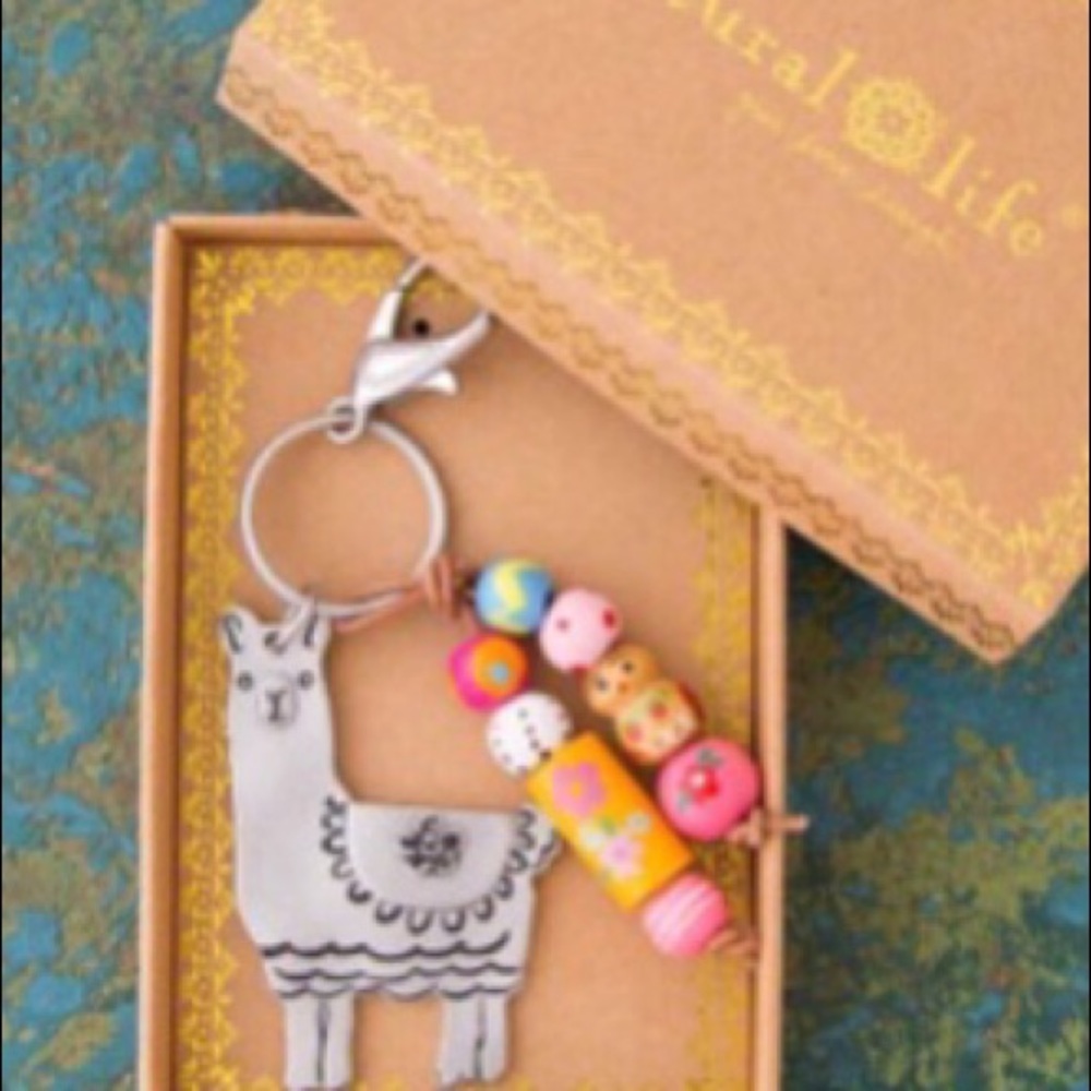 Llama Happy Sante Fe Keychain NWT